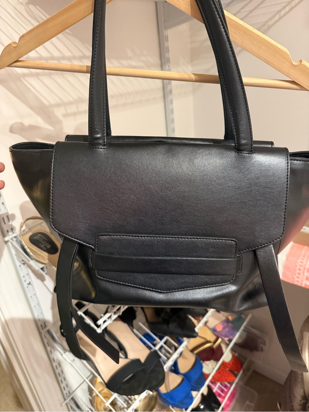 BCBG Maxazria Balck Women's Leather Tote Bag - Classic Everyday Handbag